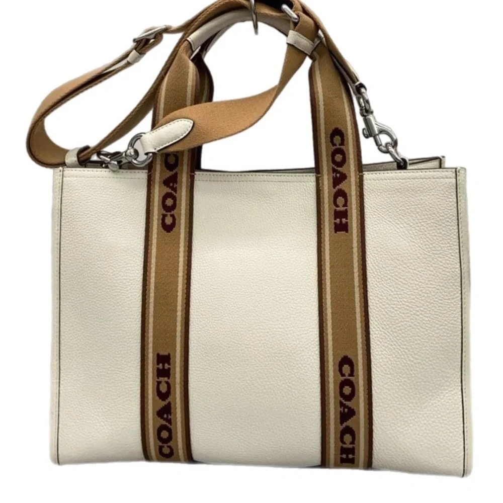 Coach White and Tan Briefcase with Modern Design. NWOT